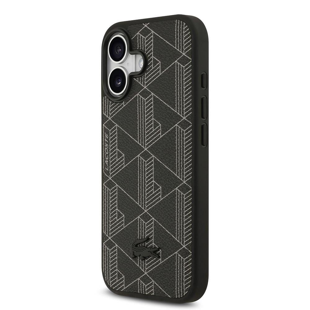 Apple iPhone 17 Kılıf Lacoste Orjinal Lisanslı M-safe Şarj Özellikli PU Deri Tasarımlı Kartlıklı Karışık Monogram Desenli Kapak