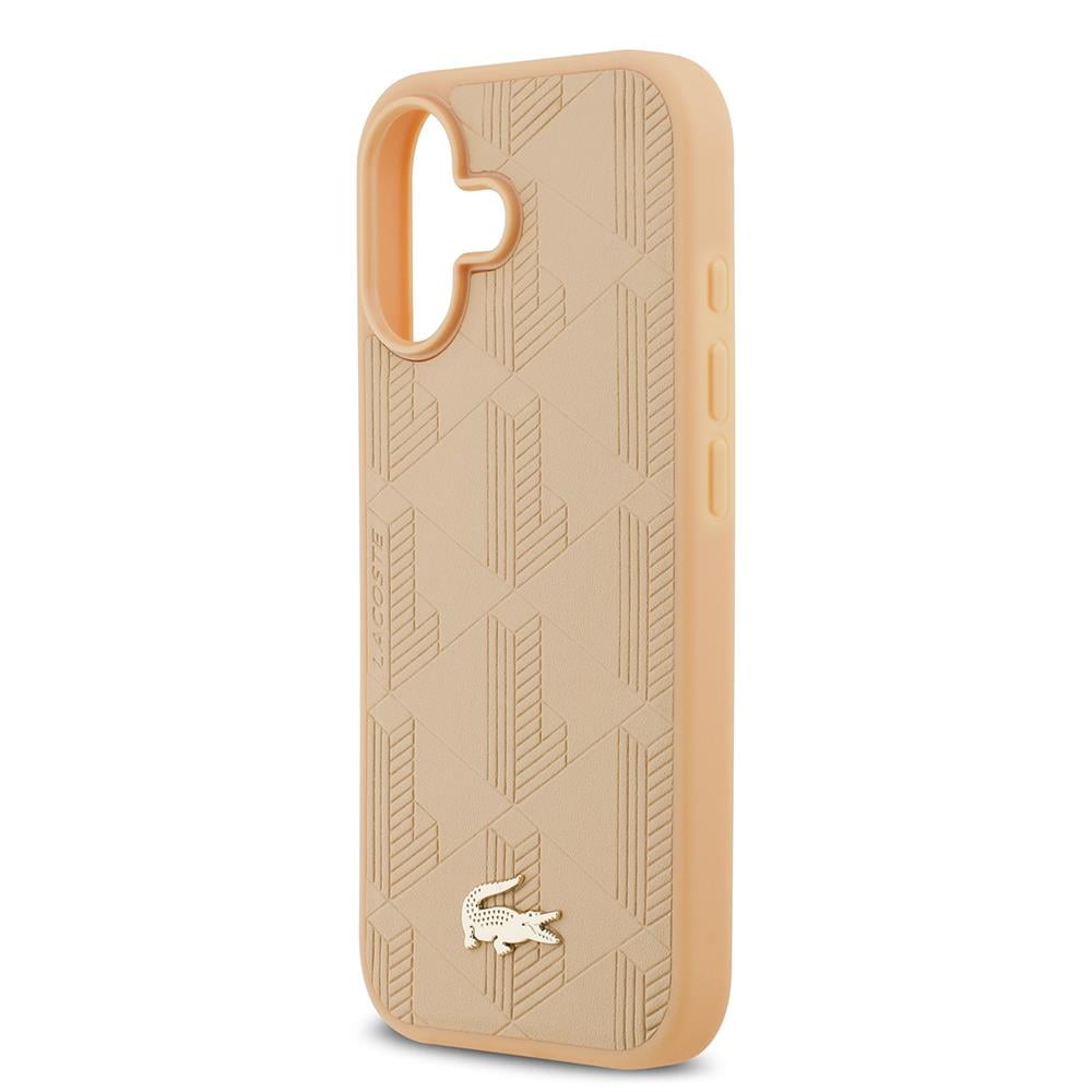 Apple iPhone 17 Kılıf Lacoste Orjinal Lisanslı M-safe Şarj Özellikli PU Deri Tasarımlı Karışık Monogram Desenli Kapak