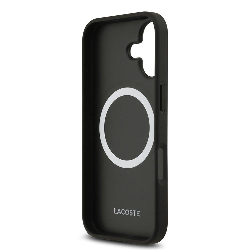 Apple iPhone 17 Kılıf Lacoste Orjinal Lisanslı M-safe Şarj Özellikli PU Deri Tasarımlı Kartlıklı Karışık Monogram Desenli Kapak