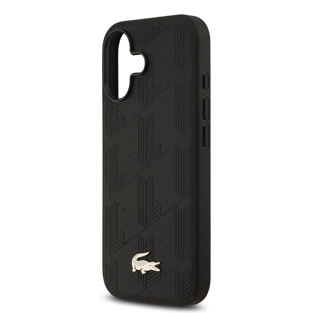 Apple iPhone 17 Kılıf Lacoste Orjinal Lisanslı M-safe Şarj Özellikli PU Deri Tasarımlı Karışık Monogram Desenli Kapak