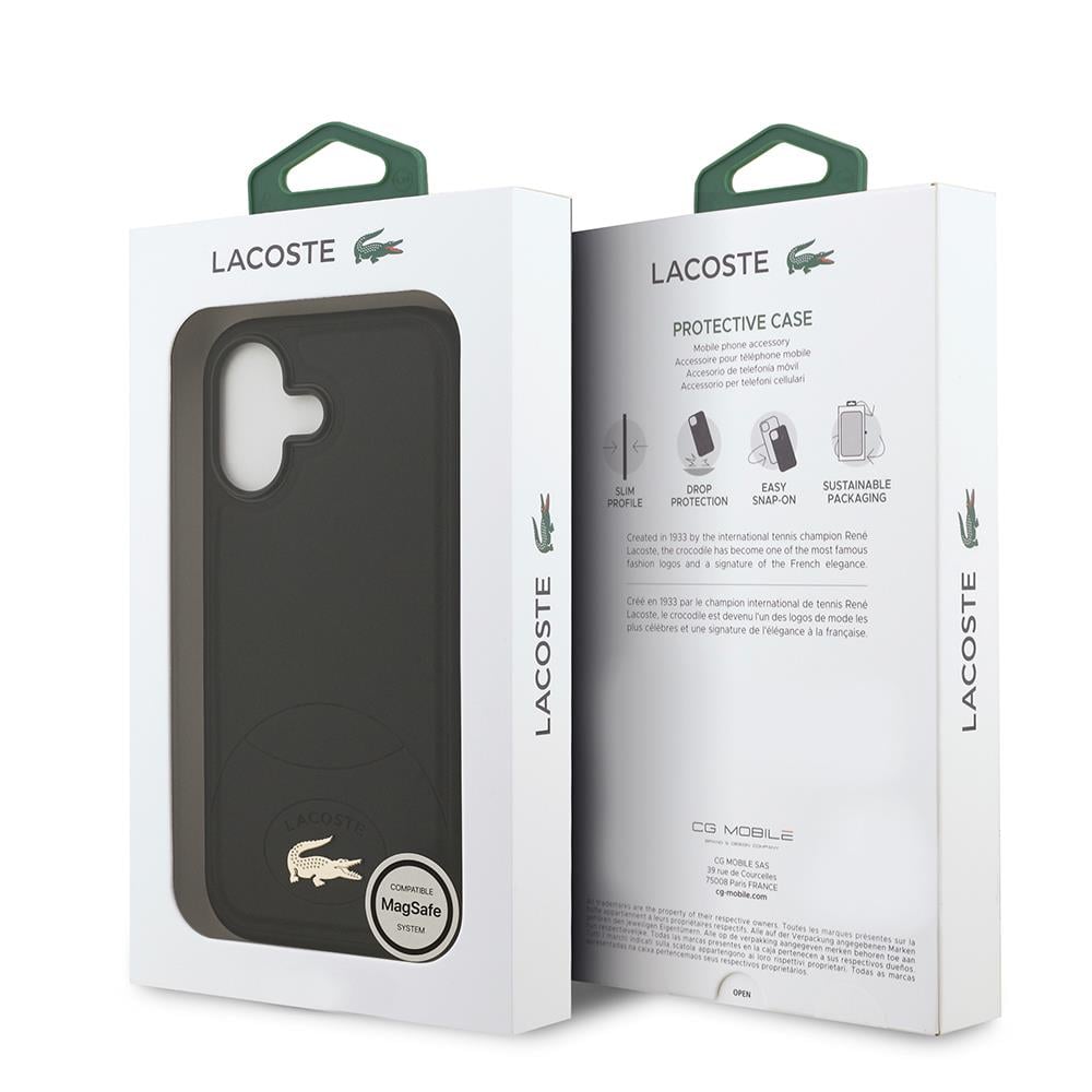 Apple iPhone 17 Kılıf Lacoste Orjinal Lisanslı M-safe Şarj Özellikli PU Deri Tasarımlı Metal Logolu Kapak