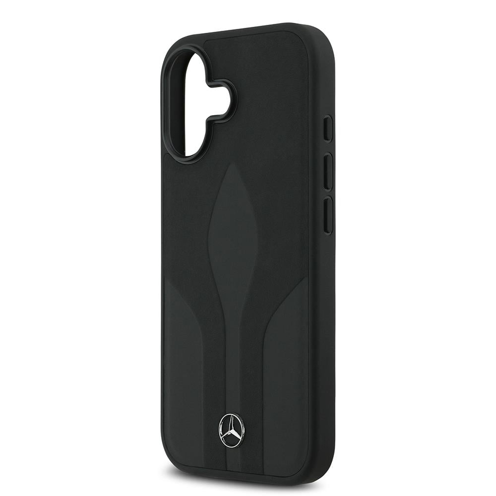 Apple iPhone 17 Kılıf Mercedes Benz Orjinal Lisanslı M-safe Şarj Özellikli Dokulu Desenli Deri Kapak