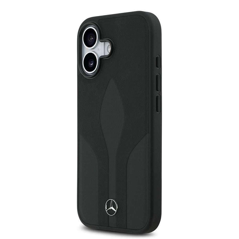 Apple iPhone 17 Kılıf Mercedes Benz Orjinal Lisanslı M-safe Şarj Özellikli Dokulu Desenli Deri Kapak