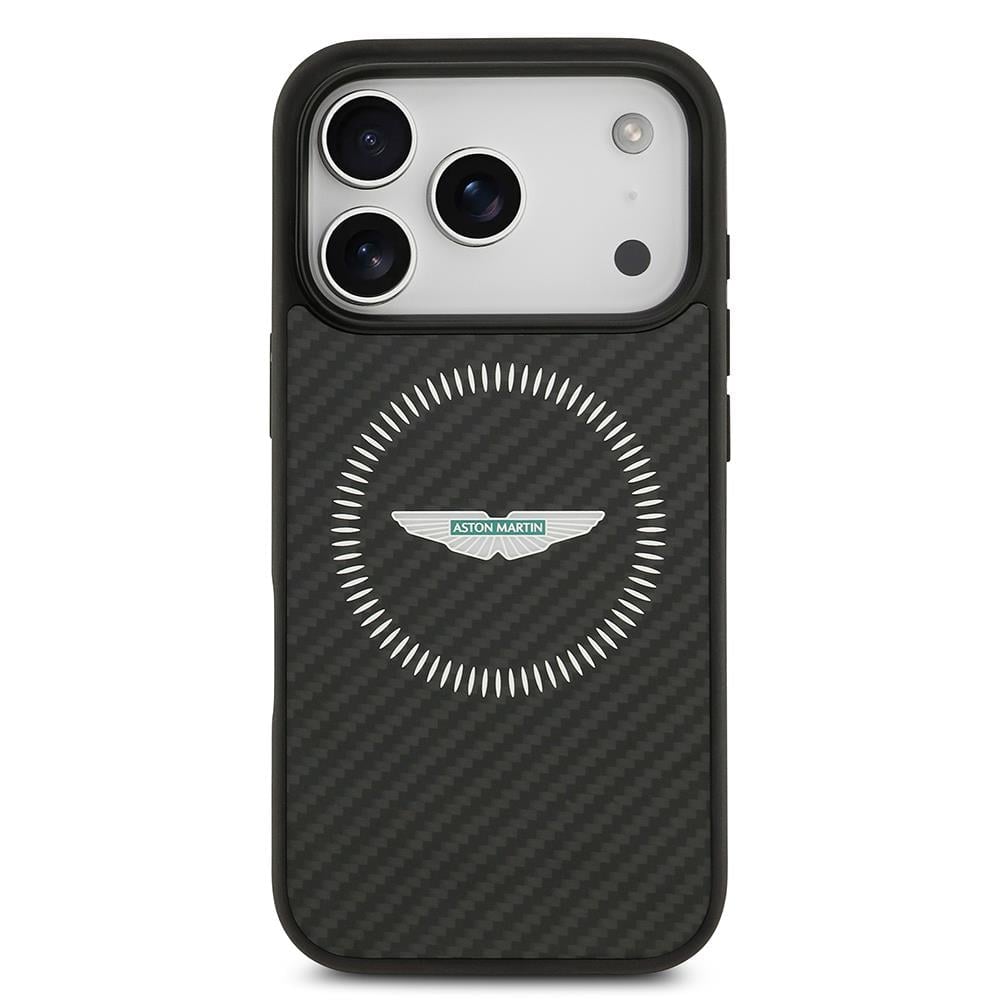 Apple iPhone 17 Pro Kılıf Aston Martin Orjinal Lisanslı M-safe Şarj Özellikli Karbon Fiber Kevlar Kapak