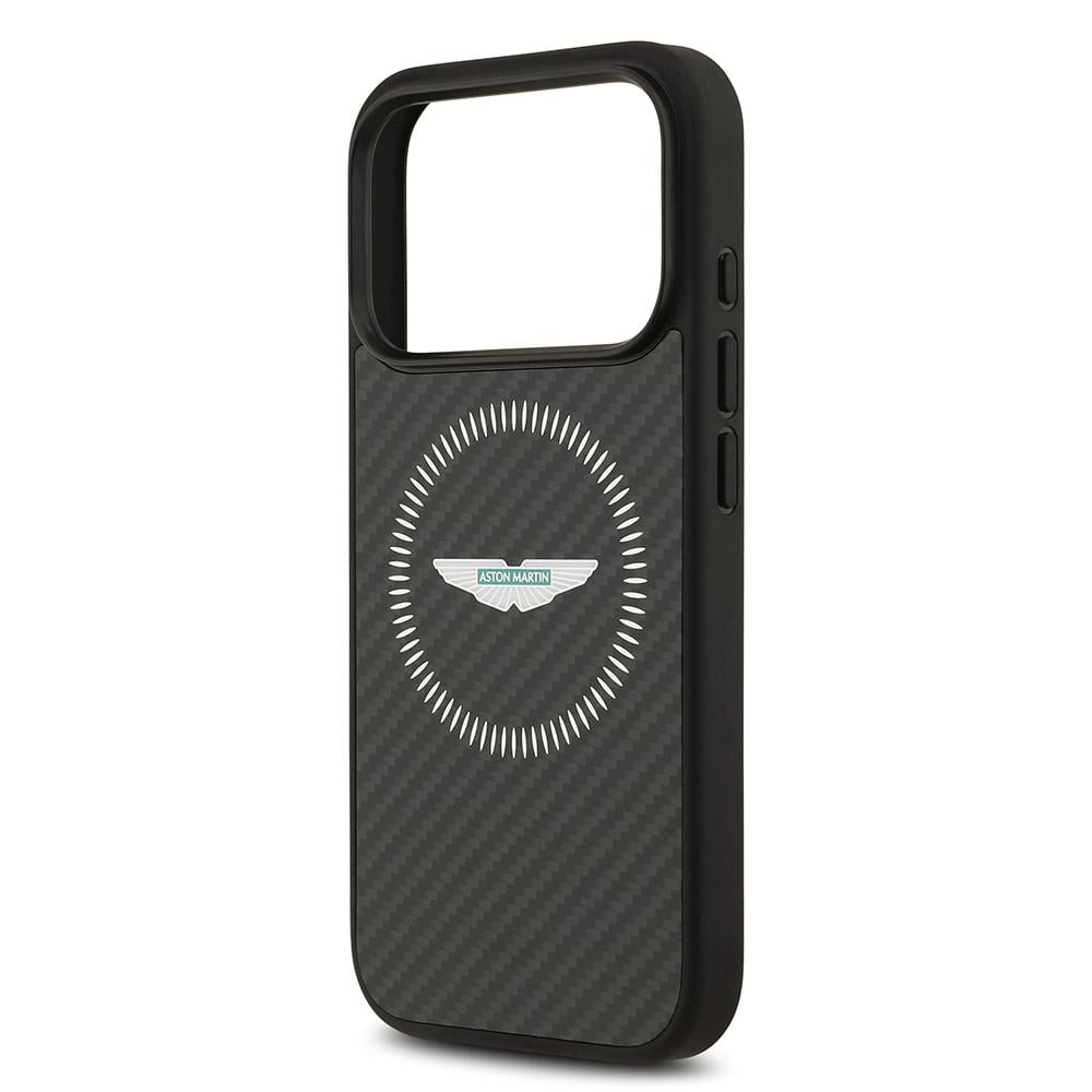Apple iPhone 17 Pro Kılıf Aston Martin Orjinal Lisanslı M-safe Şarj Özellikli Karbon Fiber Kevlar Kapak