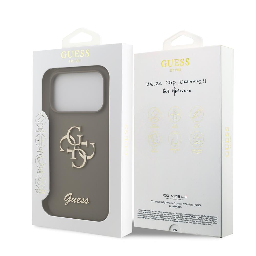 Apple iPhone 17 Pro Kılıf Guess Orjinal Lisanslı Grained Yazı Logolu Kapak