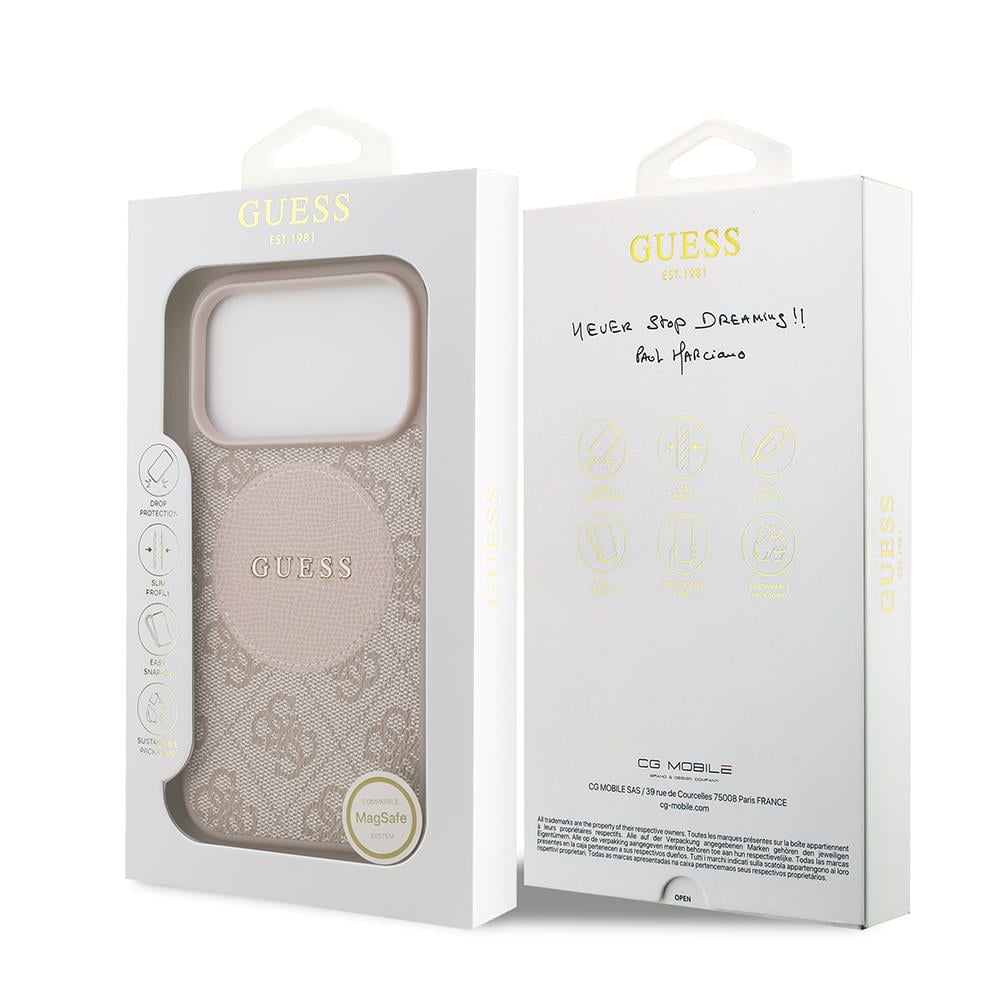 Apple iPhone 17 Pro Kılıf Guess Orjinal Lisanslı M-safe Şarj Özellikli Yazı Logolu Circle Classic Kapak