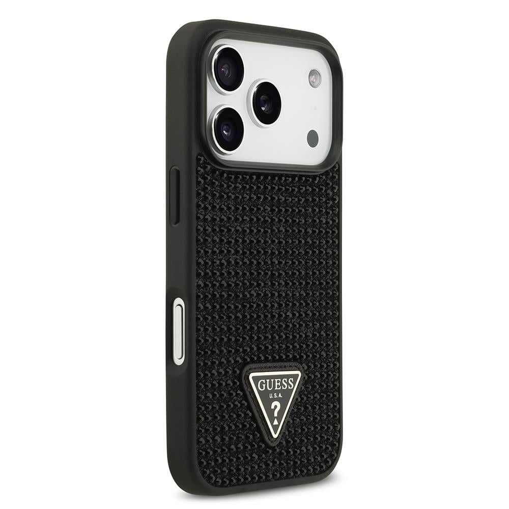 Apple iPhone 17 Pro Kılıf Guess Orjinal Lisanslı Taşlı Arka Yüzey Üçgen Logolu Kapak