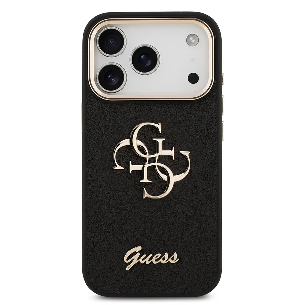 Apple iPhone 17 Pro Kılıf Guess Orjinal Lisanslı 4G Büyük Metal Kamera Çerçeveli ve Logolu Glitter Kapak