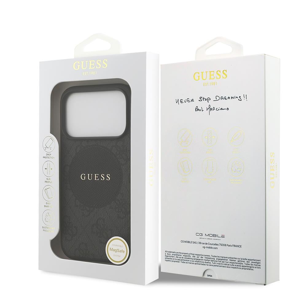 Apple iPhone 17 Pro Kılıf Guess Orjinal Lisanslı M-safe Şarj Özellikli Yazı Logolu Circle Classic Kapak