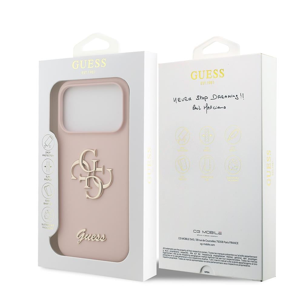 Apple iPhone 17 Pro Kılıf Guess Orjinal Lisanslı Grained Yazı Logolu Kapak
