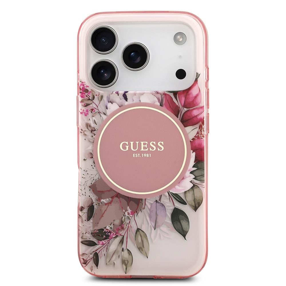 Apple iPhone 17 Pro Kılıf Guess Orjinal Lisanslı M-safe Şarj Özellikli Flower Tonal Circle Kapak