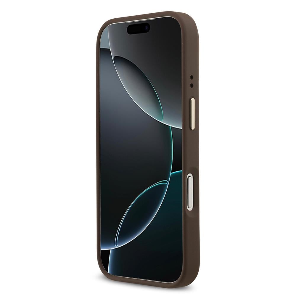 Apple iPhone 17 Pro Kılıf Guess Orjinal Lisanslı M-safe Şarj Özellikli 4G Desenli PU Metal Plaka Klasik Logolu Kapak