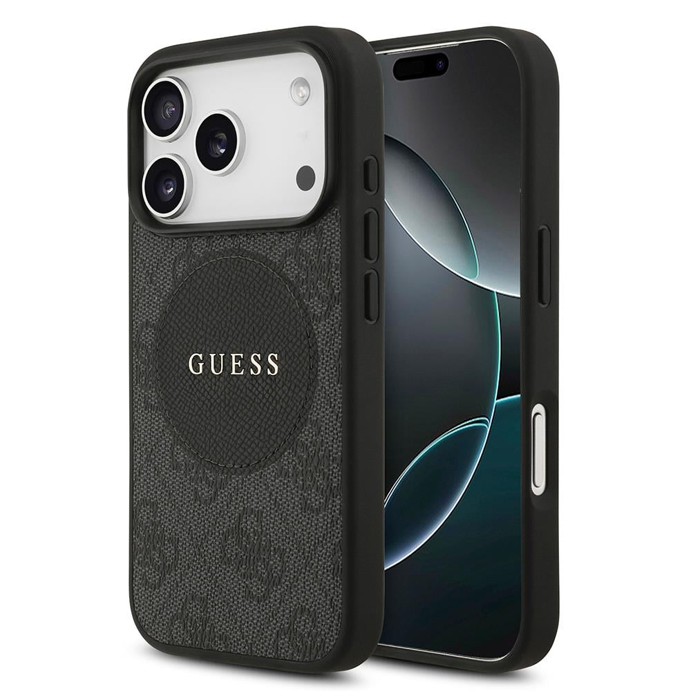 Apple iPhone 17 Pro Kılıf Guess Orjinal Lisanslı M-safe Şarj Özellikli Yazı Logolu Circle Classic Kapak