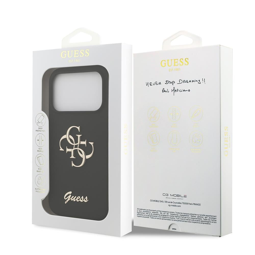Apple iPhone 17 Pro Kılıf Guess Orjinal Lisanslı Grained Yazı Logolu Kapak