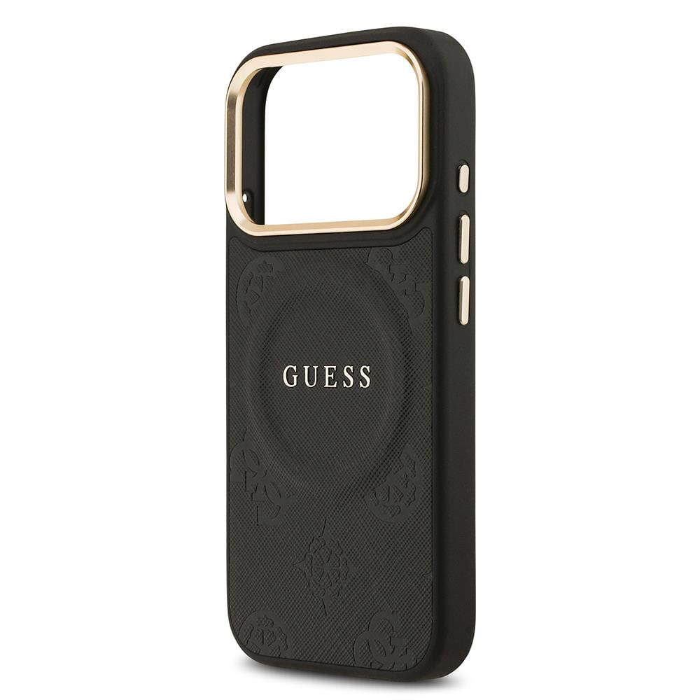 Apple iPhone 17 Pro Kılıf Guess Orjinal Lisanslı M-safe Şarj Özellikli Sıcak Baskılı Yazı Logolu PU Deri Peony Kapak