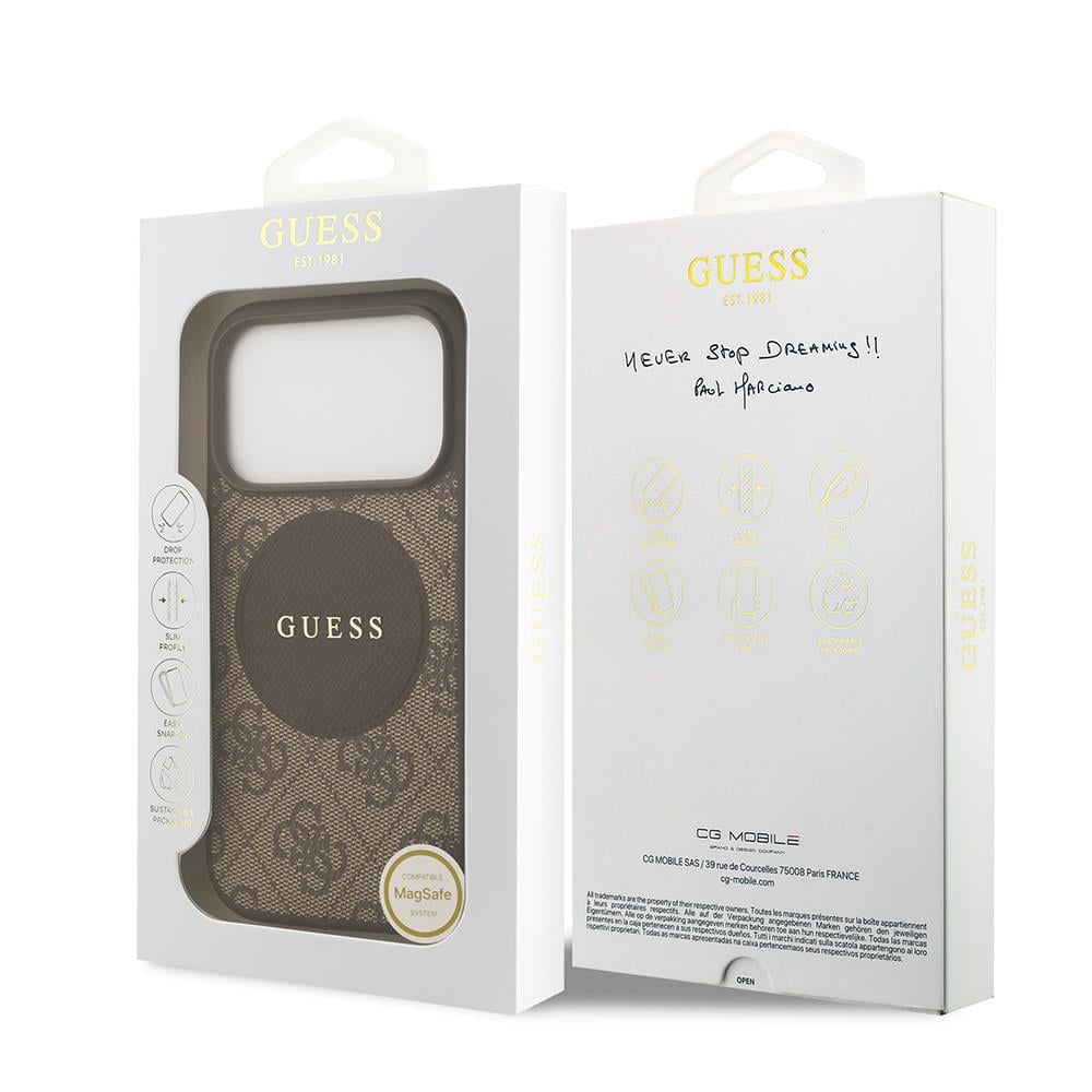 Apple iPhone 17 Pro Kılıf Guess Orjinal Lisanslı M-safe Şarj Özellikli Yazı Logolu Circle Classic Kapak