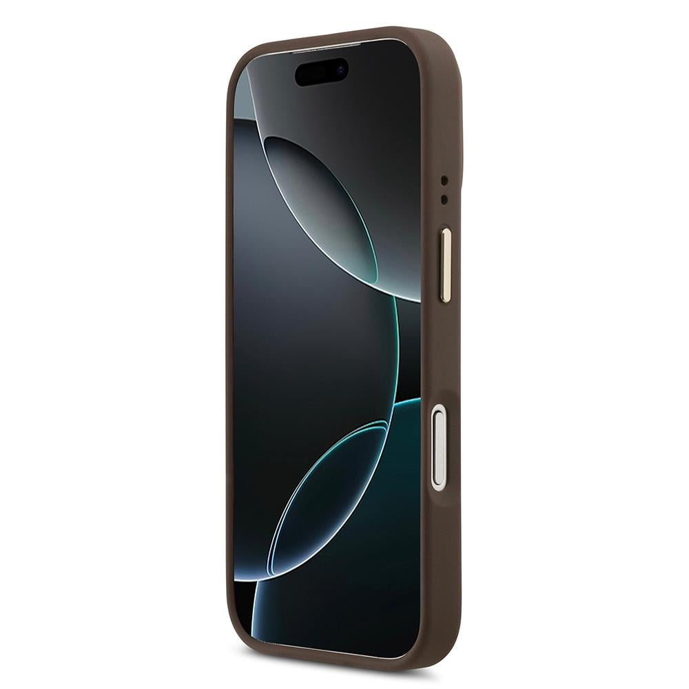Apple iPhone 17 Pro Kılıf Guess Orjinal Lisanslı M-safe Şarj Özellikli Sıcak Baskılı Yazı Logolu PU Deri Peony Kapak