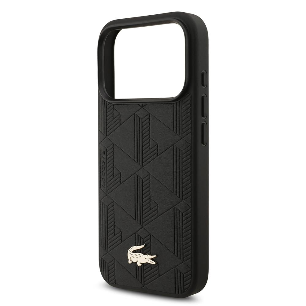 Apple iPhone 17 Pro Kılıf Lacoste Orjinal Lisanslı M-safe Şarj Özellikli PU Deri Tasarımlı Karışık Monogram Desenli Kapak