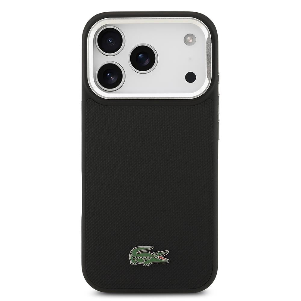 Apple iPhone 17 Pro Kılıf Lacoste Orjinal Lisanslı M-safe Şarj Özellikli PU Pike Desenli Standlı Metal Logolu Kapak