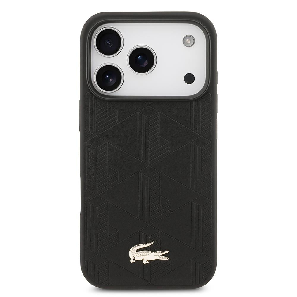 Apple iPhone 17 Pro Kılıf Lacoste Orjinal Lisanslı M-safe Şarj Özellikli PU Deri Tasarımlı Karışık Monogram Desenli Kapak