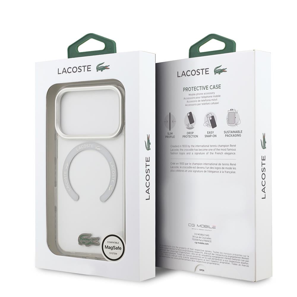 Apple iPhone 17 Pro Kılıf Lacoste Orjinal Lisanslı M-safe Şarj Özellikli İkonik Timsah Logolu Buzlu Kapak