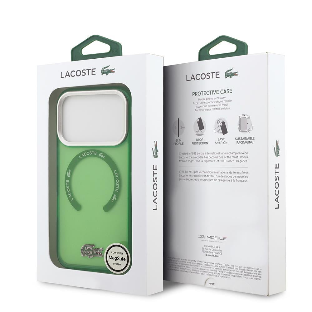 Apple iPhone 17 Pro Kılıf Lacoste Orjinal Lisanslı M-safe Şarj Özellikli İkonik Timsah Logolu Buzlu Kapak