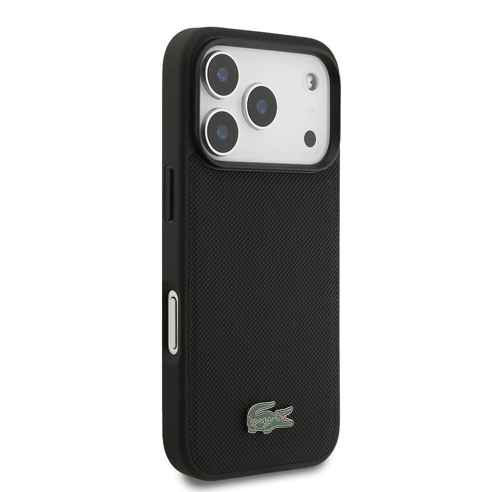 Apple iPhone 17 Pro Kılıf Lacoste Orjinal Lisanslı M-safe Şarj Özellikli PU Pike Desenli Metal Logolu Kartlıklı Kapak