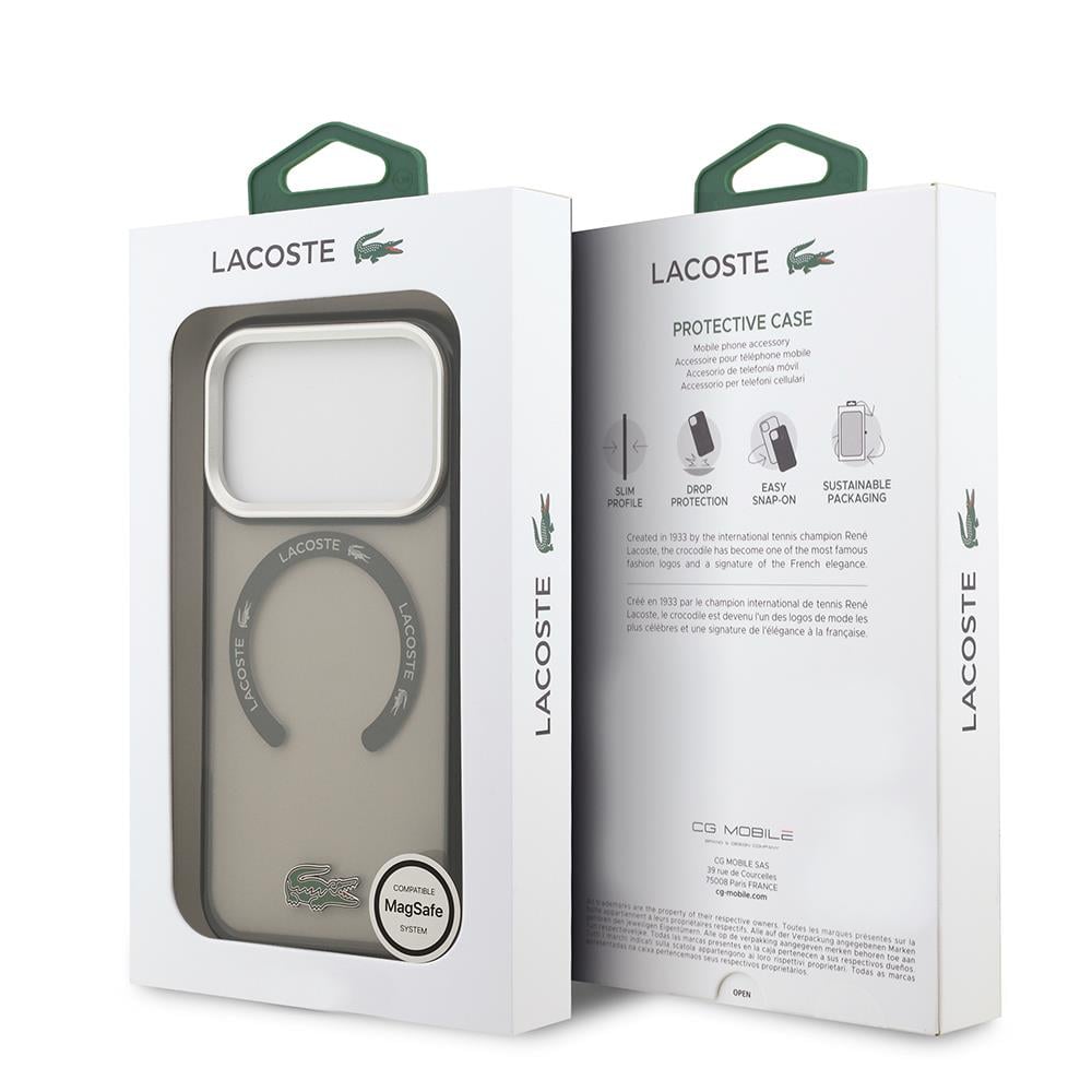 Apple iPhone 17 Pro Kılıf Lacoste Orjinal Lisanslı M-safe Şarj Özellikli İkonik Timsah Logolu Buzlu Kapak