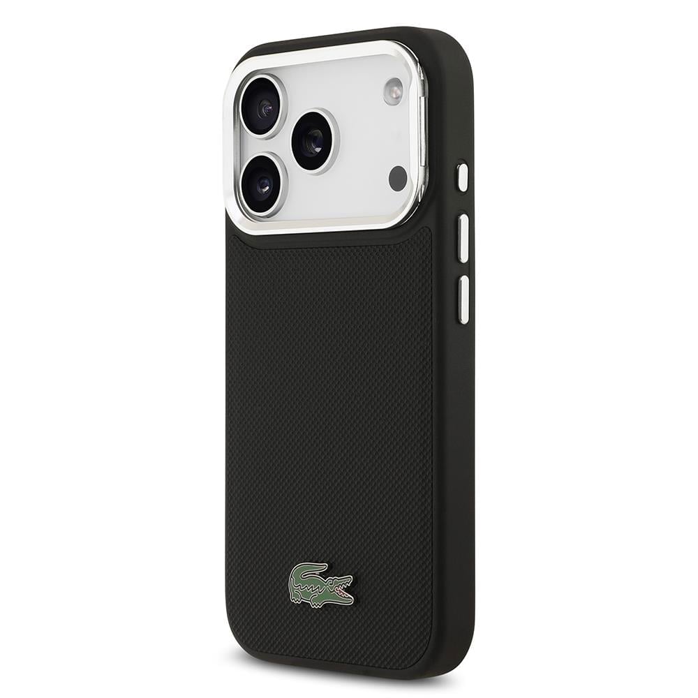 Apple iPhone 17 Pro Kılıf Lacoste Orjinal Lisanslı M-safe Şarj Özellikli PU Pike Desenli Standlı Metal Logolu Kapak