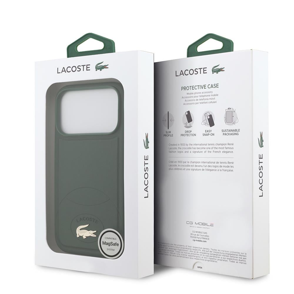 Apple iPhone 17 Pro Kılıf Lacoste Orjinal Lisanslı M-safe Şarj Özellikli PU Deri Tasarımlı Metal Logolu Kapak