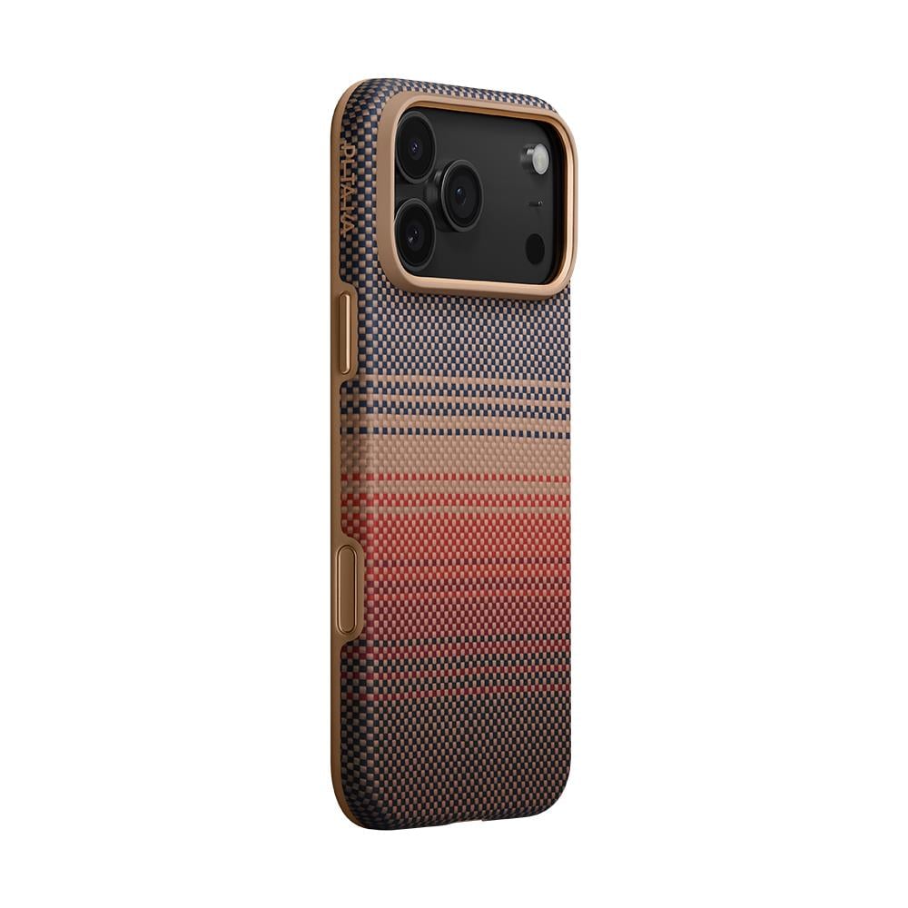 Apple iPhone 17 Pro Kılıf M-safe Şarj Özellikli Aramid Fiber Pitaka Military-Grade Sunset-Moonrise Serisi Sunset Kapak