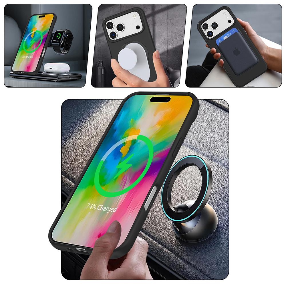 Apple iPhone 17 Pro Kılıf M-safe Şarj Özellikli Airbagli Raptic Shield Serisi Şeffaf Arka Yüzey Kapak