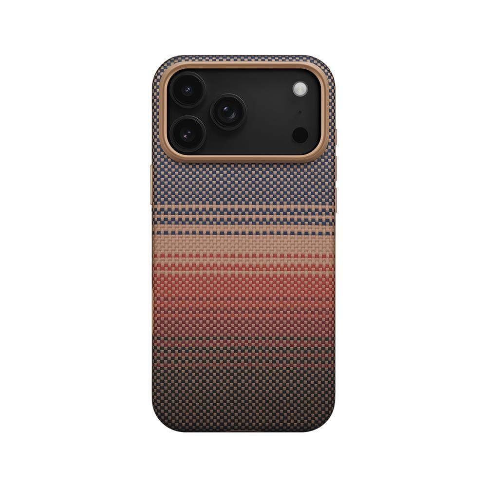 Apple iPhone 17 Pro Kılıf M-safe Şarj Özellikli Aramid Fiber Pitaka Military-Grade Sunset-Moonrise Serisi Sunset Kapak