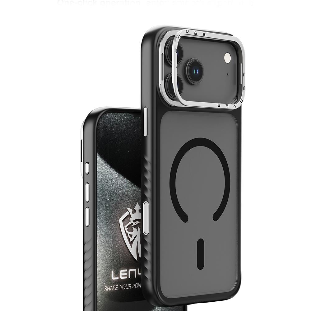 Apple iPhone 17 Pro Kılıf M-safe Şarj Özellikli Metal Kamera Standlı Lenyes CK226 PC Kapak