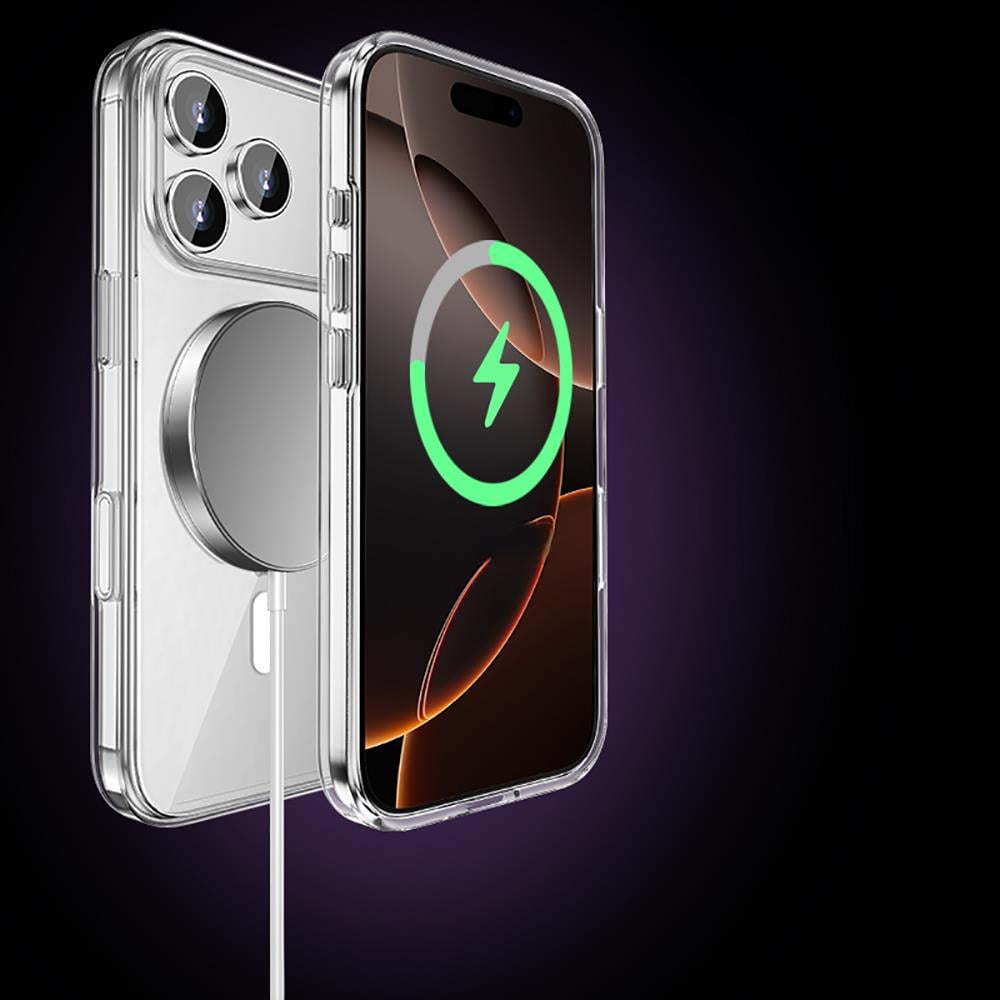 Apple iPhone 17 Pro Kılıf M-safe Şarj Özellikli Transparan Sert PC Wlons Pita Kapak