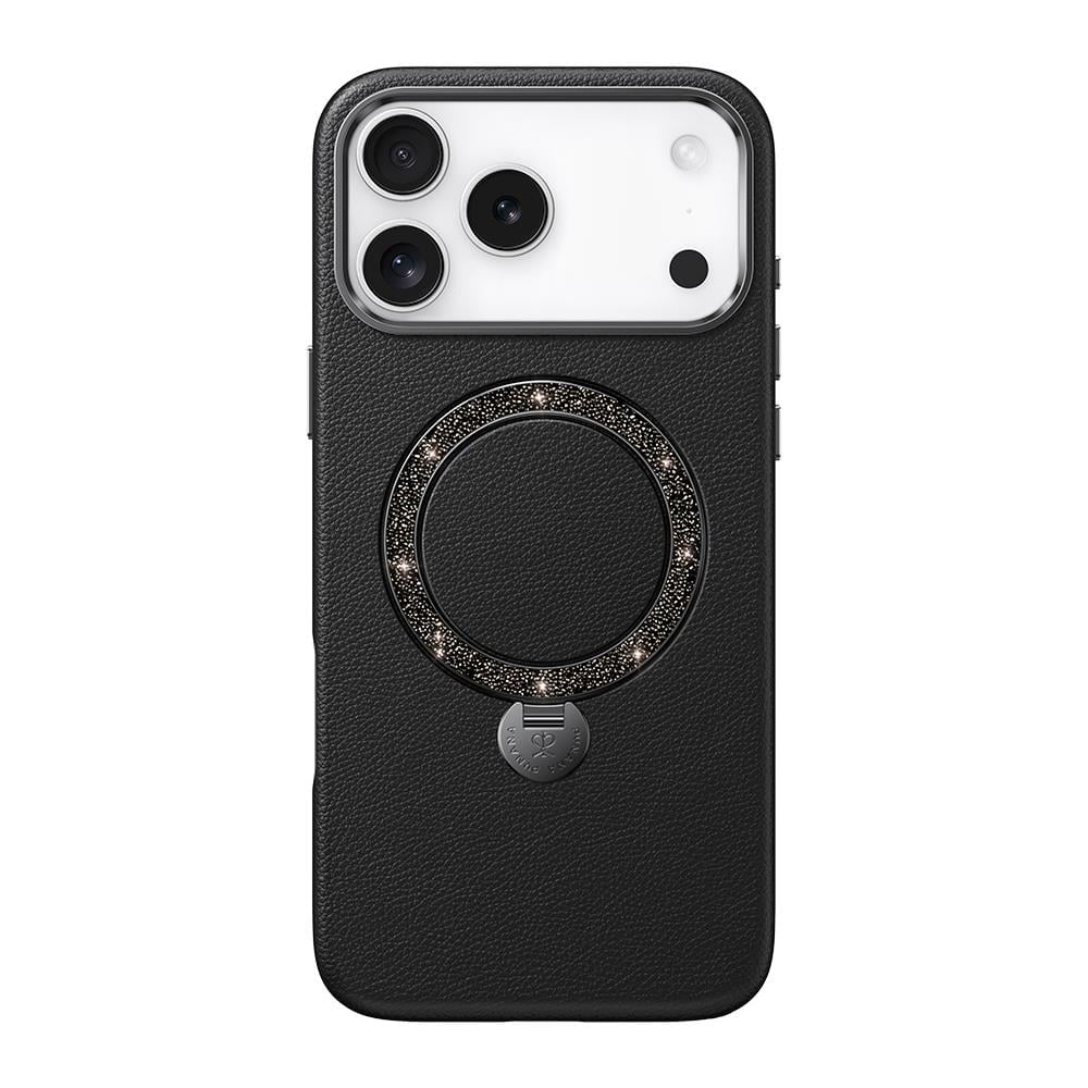 Apple iPhone 17 Pro Kılıf M-safe Şarj Özellikli Deri Tasarımlı Standlı Pynana Dancing Circle Luxury Serisi Kapak