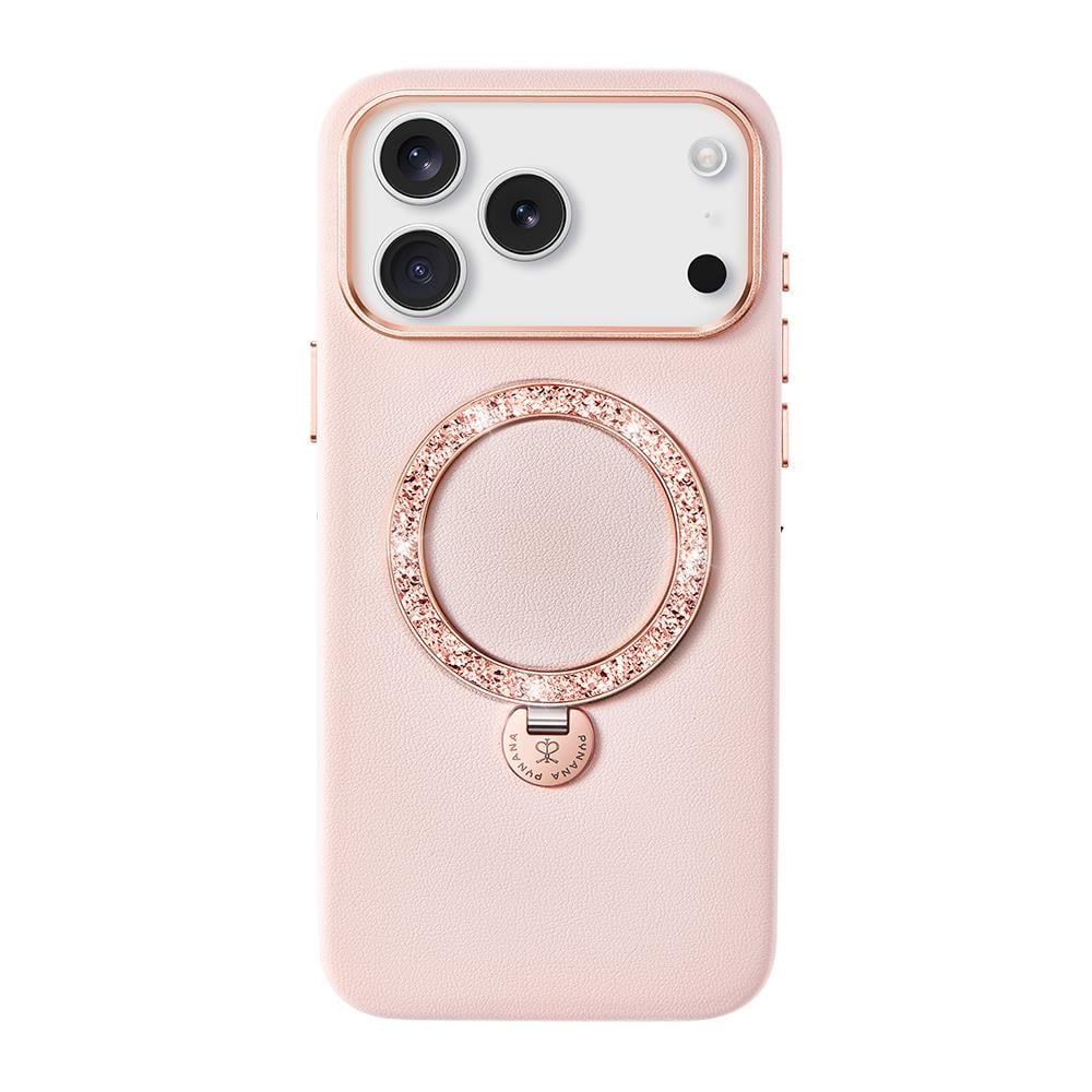 Apple iPhone 17 Pro Kılıf M-safe Şarj Özellikli Deri Tasarımlı Standlı Pynana Dancing Circle Luxury Serisi Kapak