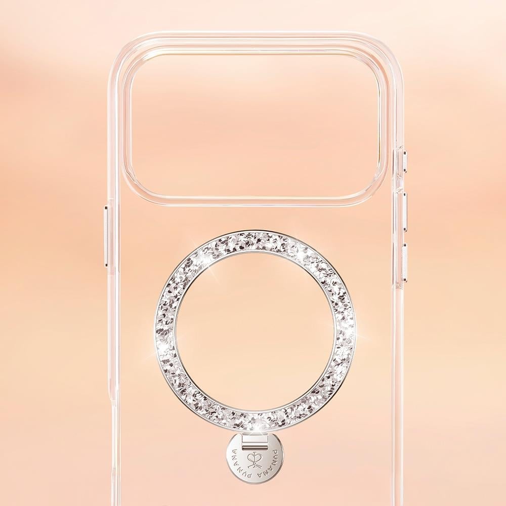 Apple iPhone 17 Pro Kılıf M-safe Şarj Özellikli Simli Standlı Pynana Dancing Circle Trendy Serisi Kapak