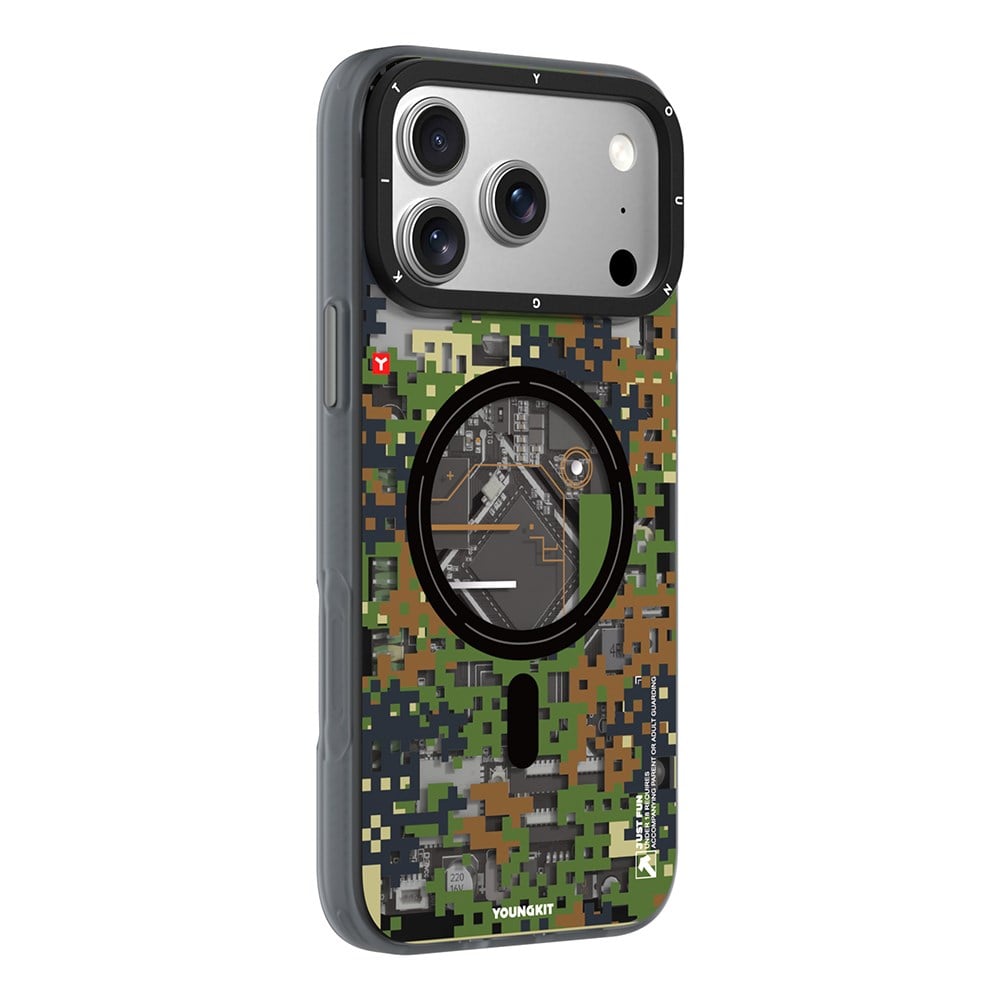 Apple iPhone 17 Pro Kılıf M-Safe Şarj Özellikli Youngkit Camouflage Sykell Serisi Kapak