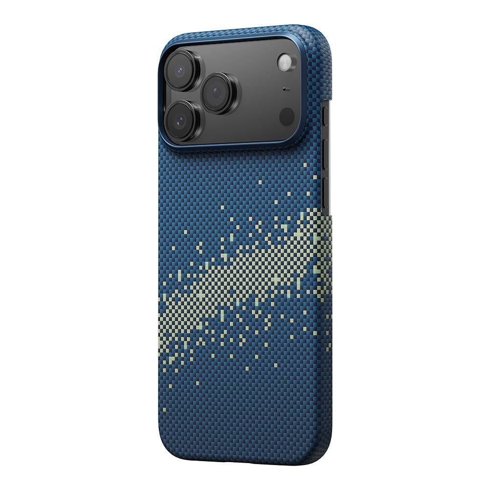 Apple iPhone 17 Pro Kılıf M-safe Şarj Özellikli Lumintex Fosforlu Pitaka Tactile Woven Starpeak Serisi Milky Way Galaxy Kapak