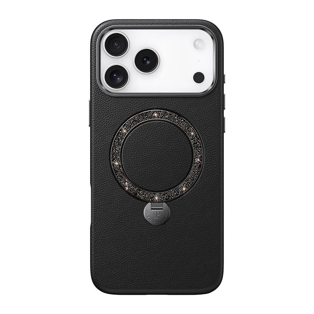 Apple iPhone 17 Pro Kılıf M-safe Şarj Özellikli Deri Tasarımlı Standlı Pynana Dancing Circle Luxury Serisi Kapak