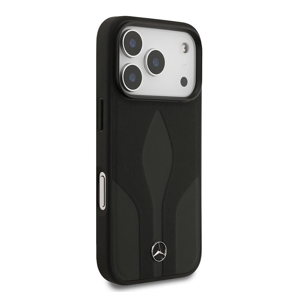 Apple iPhone 17 Pro Kılıf Mercedes Benz Orjinal Lisanslı M-safe Şarj Özellikli Dokulu Desenli Deri Kapak