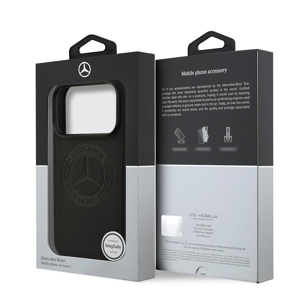 Apple iPhone 17 Pro Kılıf Mercedes Benz Orjinal Lisanslı M-safe Şarj Özellikli Hakiki Deri Nostaljik Yıldız Dizayn Kapak