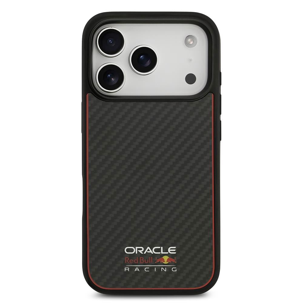 Apple iPhone 17 Pro Kılıf Redbull Orjinal Lisanslı M-safe Şarj Özellikli Karbon Fiber Parlayan Logolu Kevlar Kapak