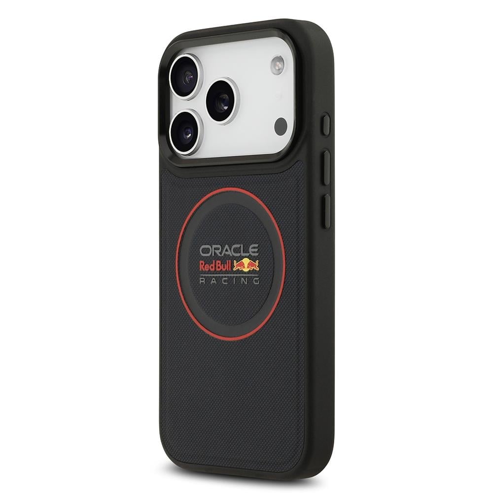 Apple iPhone 17 Pro Kılıf Redbull Orjinal Lisanslı M-safe Şarj Özellikli Kırmızı Halka ve Logo Kabartmalı PU Deri Kapak