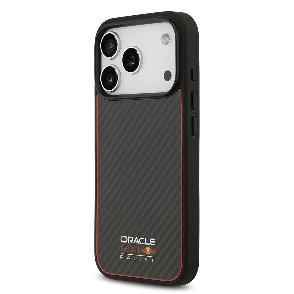Apple iPhone 17 Pro Kılıf Redbull Orjinal Lisanslı M-safe Şarj Özellikli Karbon Fiber Parlayan Logolu Kevlar Kapak