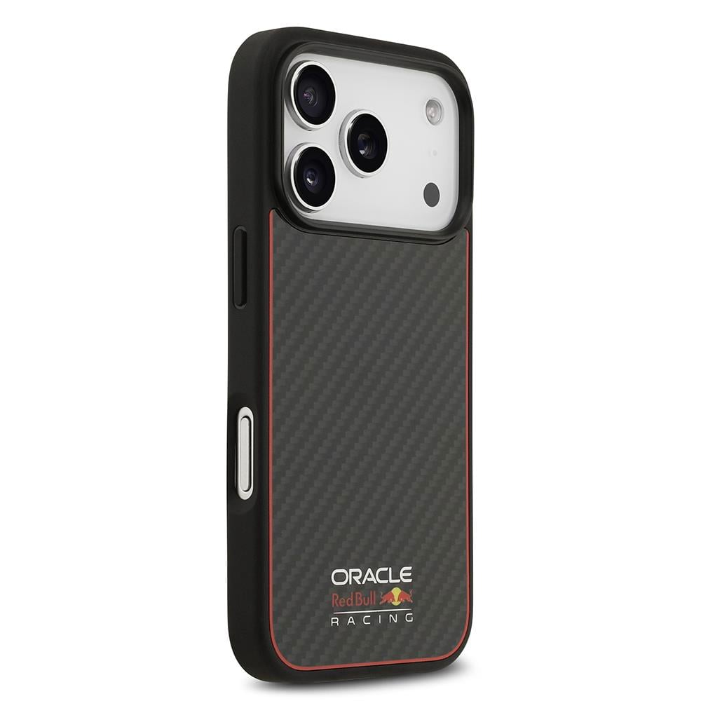 Apple iPhone 17 Pro Kılıf Redbull Orjinal Lisanslı M-safe Şarj Özellikli Karbon Fiber Parlayan Logolu Kevlar Kapak