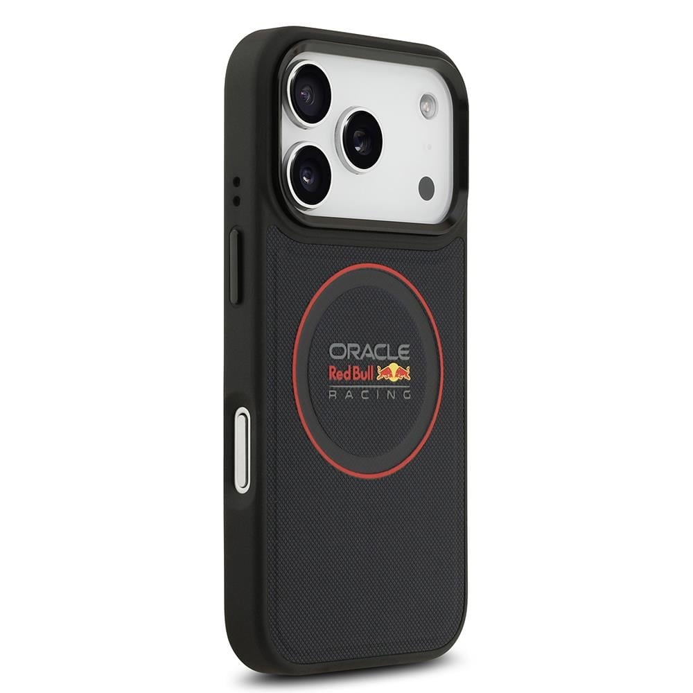 Apple iPhone 17 Pro Kılıf Redbull Orjinal Lisanslı M-safe Şarj Özellikli Kırmızı Halka ve Logo Kabartmalı PU Deri Kapak