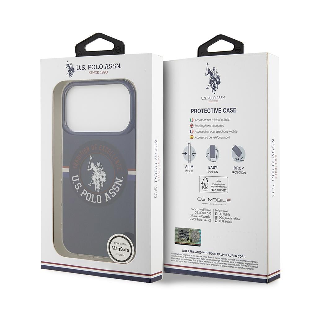 Apple iPhone 17 Pro Kılıf U.S. Polo Assn. Orjinal Lisanslı M-safe Şarj Özellikli IML Stripe Logolu Kapak